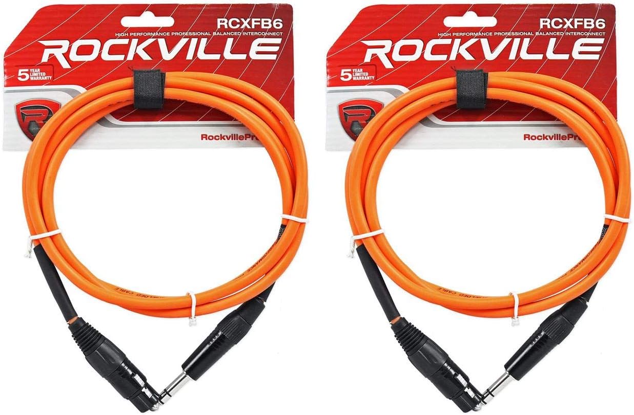 Rockville RCXFB6O 6フィート メス XLR - 1/4インチ TRS バランスオーディオケーブル ニッケルメッキ