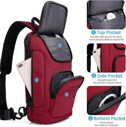 Miniatura 3 de BANGE Sling Bag, Waterproof Men's Chest Bag Shoulder bags Crossbody Sling Backpack for Men