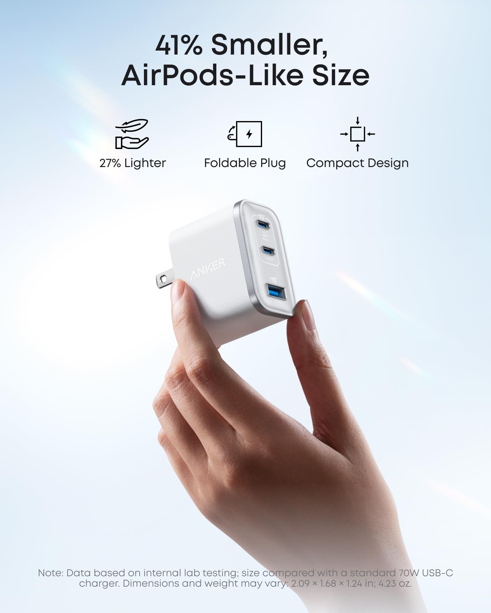Anker Anker Nano Charger, Ultra-Fast 70W Output 3-Port USB C Charger Block, Fast Charging, Compact and Stylish, for iPhone 17/16 Series, MacBook, iPad, Pixel, Galaxy, and More(Black, Cable Included) in use
