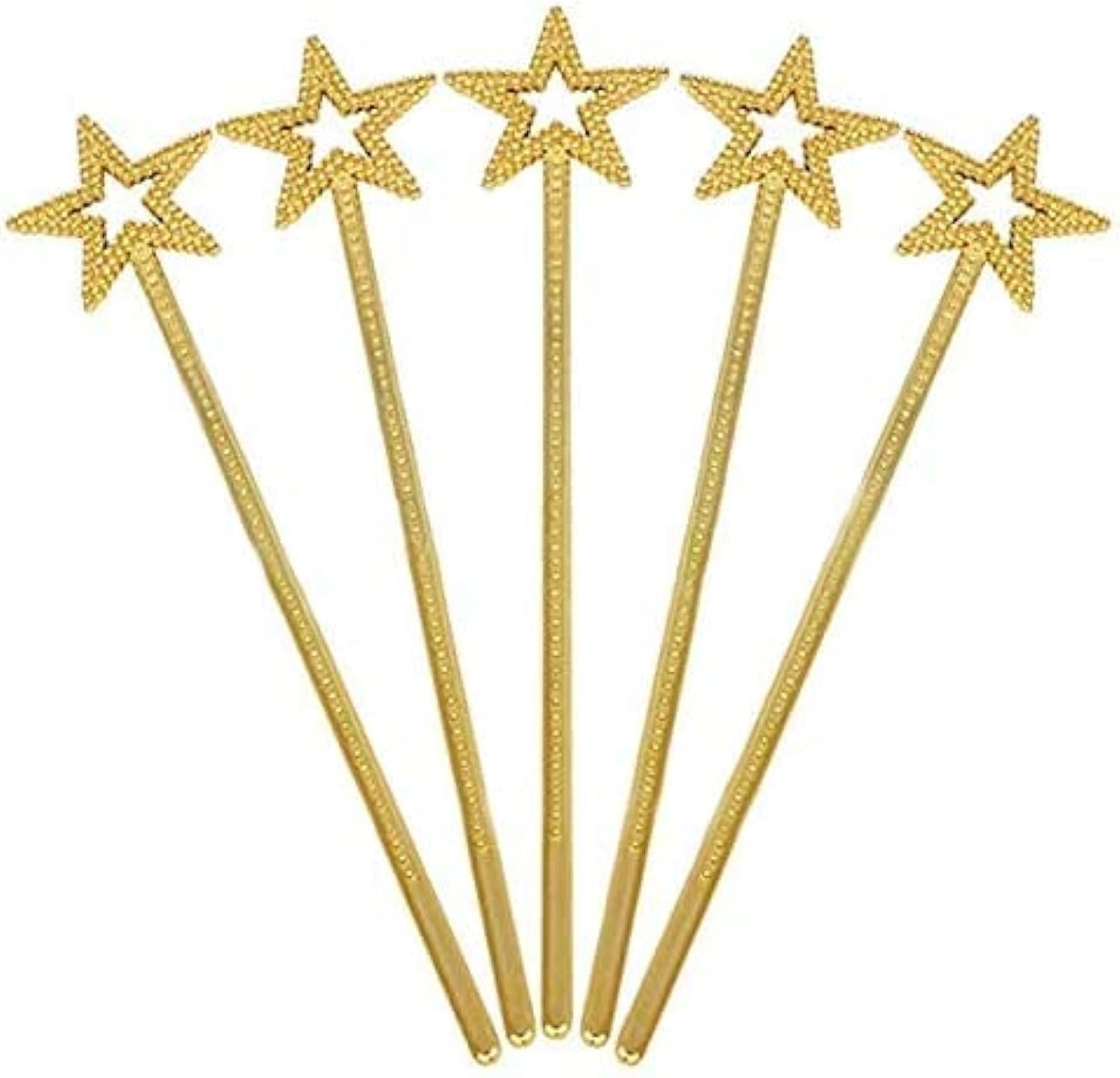 Star Fairy Wands, 5PCS Girls Costume Props Star Magic Wand Angel Fairy Wands Sticks Birthday Party Wedding Halloween Cosplay Christmas 13 Inches (Gold)