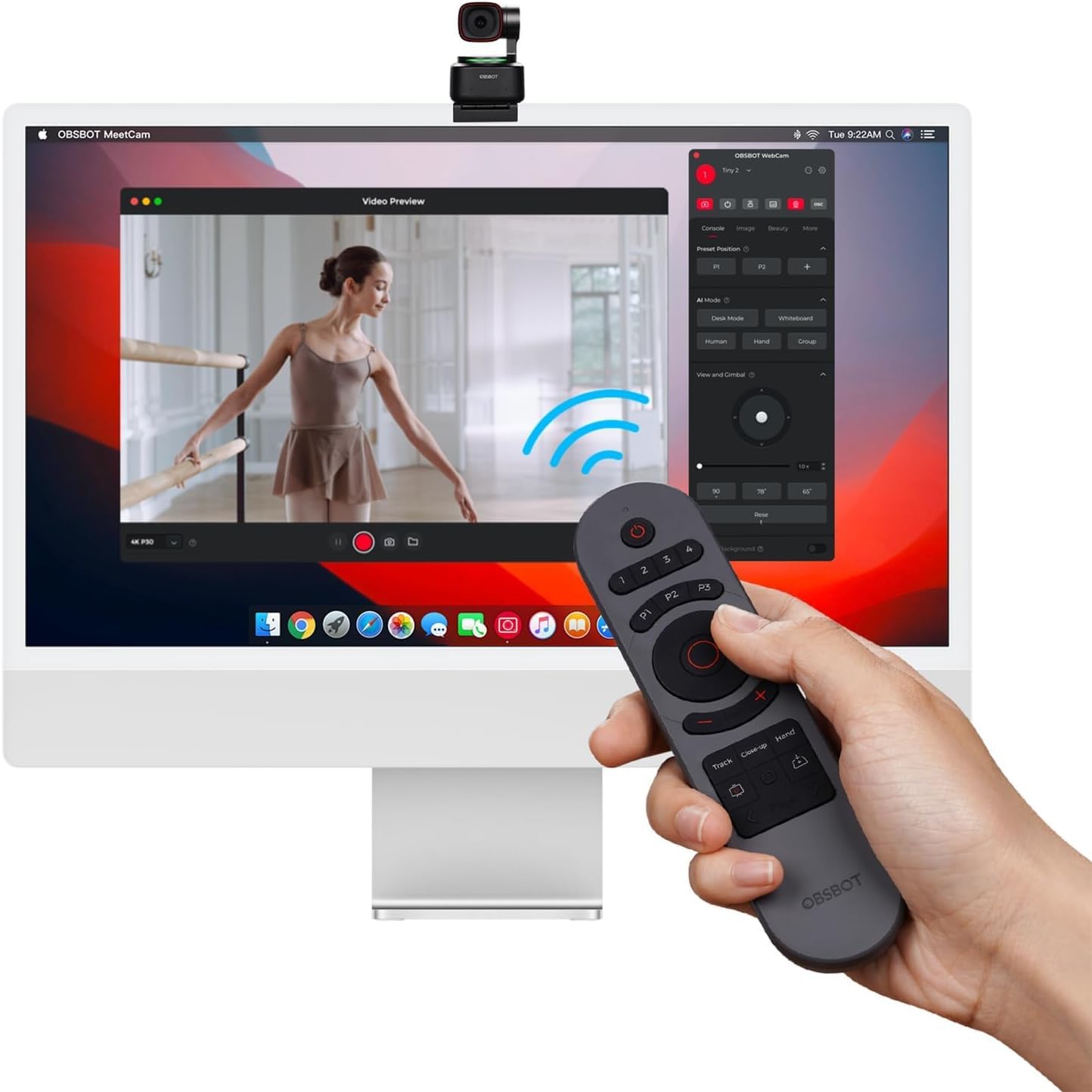 OBSBOT Tiny Télécommande pour webcams Tiny 3, Tiny 2, Tiny SE – Connexion sans Fil USB, 2 en 1