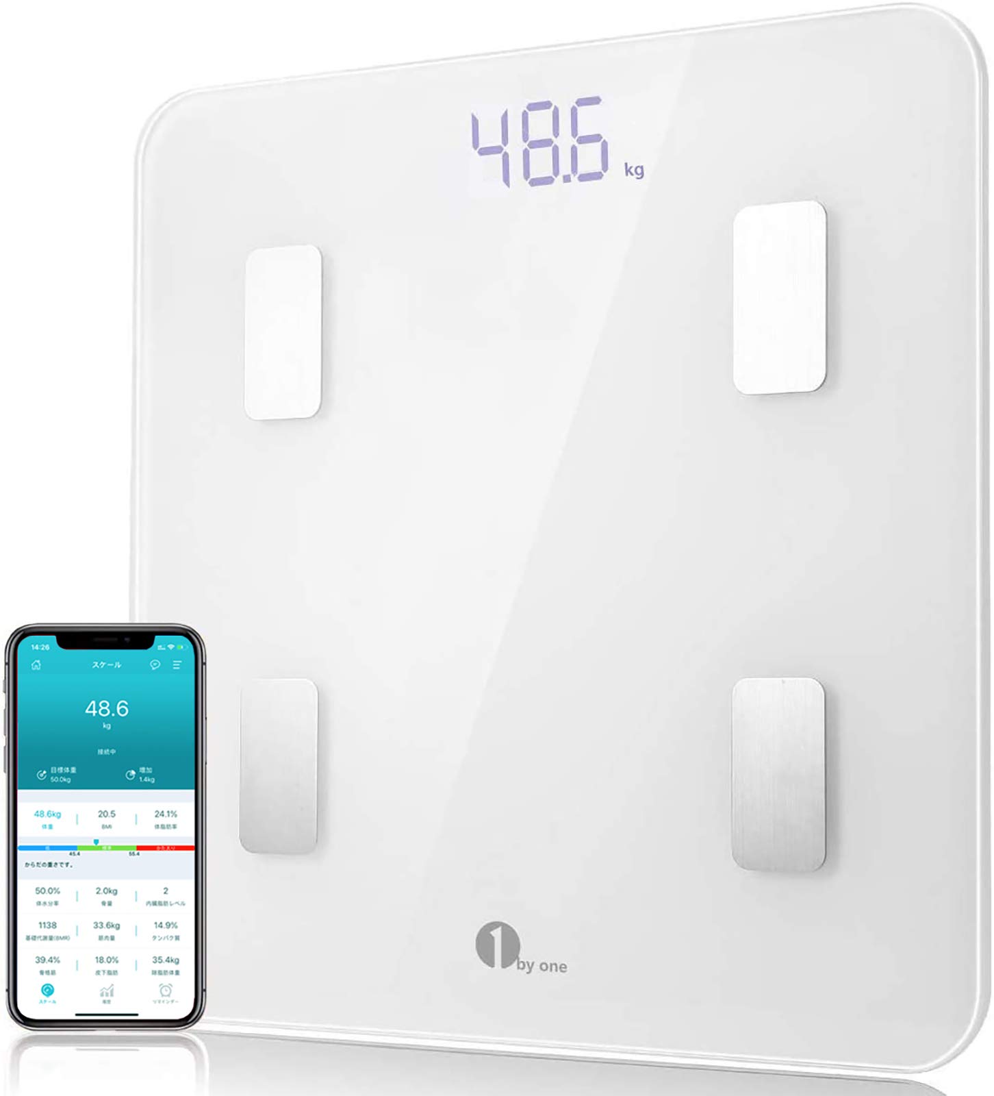 Amazon.co.jp: 1byone 体重・体組成計 体重計 体脂肪計 スマホ