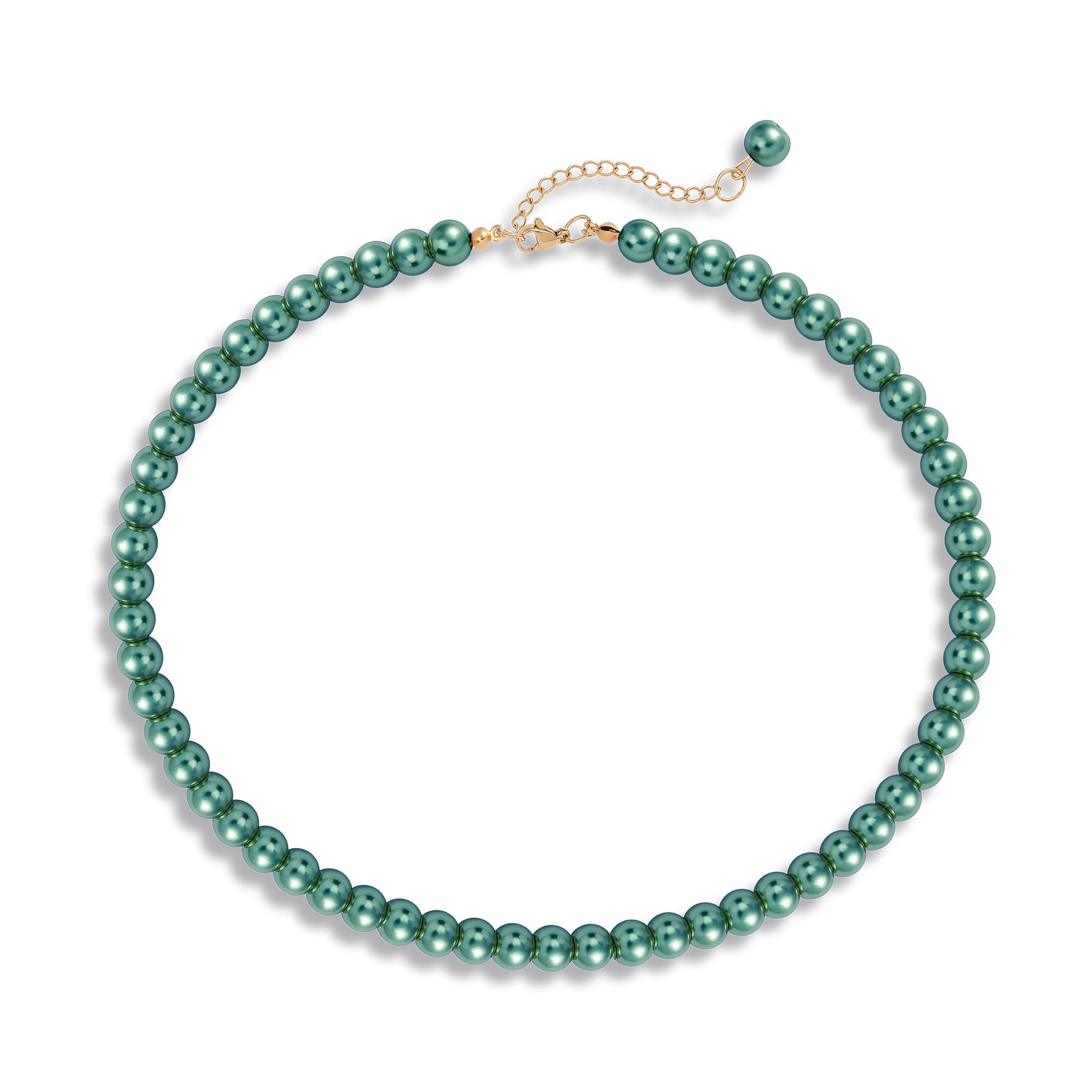 LAYWAF Imitation Pearl Necklaces for Women, 8MM/6MM Beaded Choker Necklace, Fake Pearl Costume Jewelry, 12 Colors, 6 MM and 8 MM Bead 2 Sizes