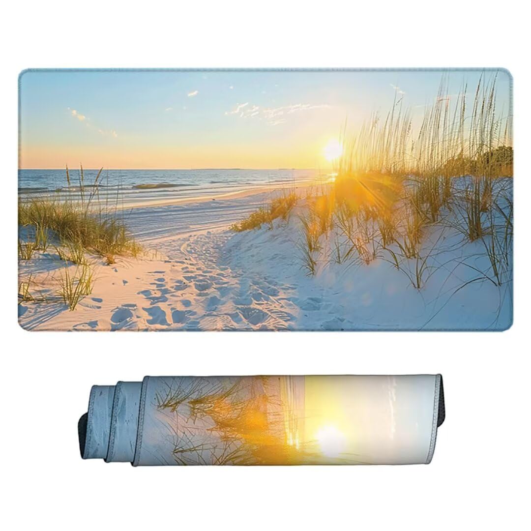 Nero Tappetino Mouse XXL, Tappetino Scrivania Spiaggia Mouse Pad Gaming con Base in Gomma Antiscivolo, Sottomano Scrivania per Computer, PC, Ufficio, Regali per Uomini e Donne 1200 x 600 x 3mm t2-tb1