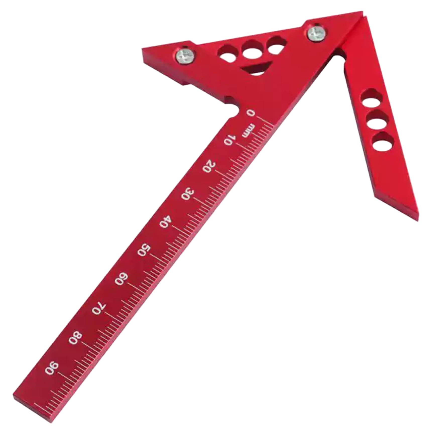 Cakeeyum Red Center Finder Ruler, Aluminum Alloy Center Finder Tool, High-Precision Centerline Positioning 45/90 Degree Scriber Gauge, Circles Tool, Finding Ruler, Me