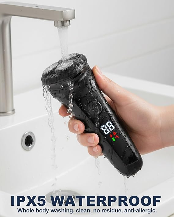 Lorrtta USB Charging Electric Razor for Men, Cordless 90-Min Runtime Electric Shaver with LED Display, IPX5 Waterproof Shavers with Pop-Up Trimmer for Smooth Shaving, Fathers Day Gift for Men