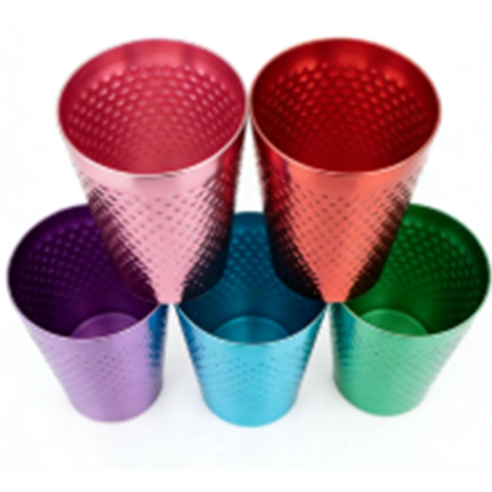 Sxhlseller Juego de 5 Vasos de Aluminio Martillado, Vasos de Metal Livianos y Reutilizables para Bebidas Frías, Diseño de Alta Conductividad Térmica de Grado Alimenticio en Cinco Colores (5PCS)