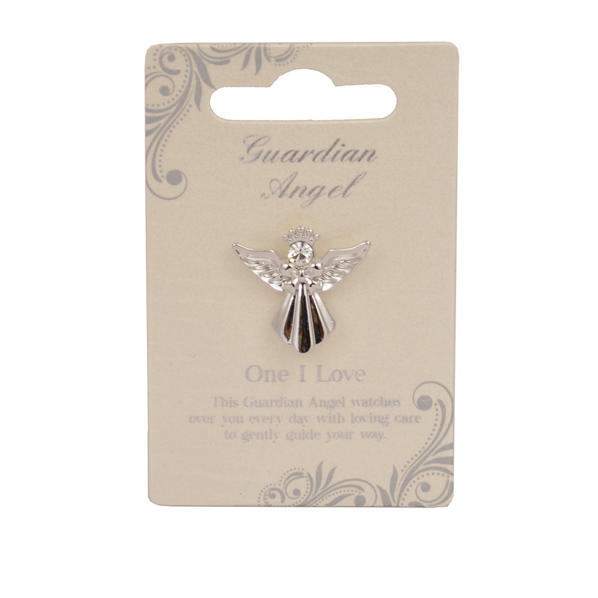 Guardian Angel Silver Finish Angel Badge Broach for Someone Special | Lapel Pin with Rhinestone for Men & Women Suit Tuxedo Tie Hat | Gift with Inspirational Message for