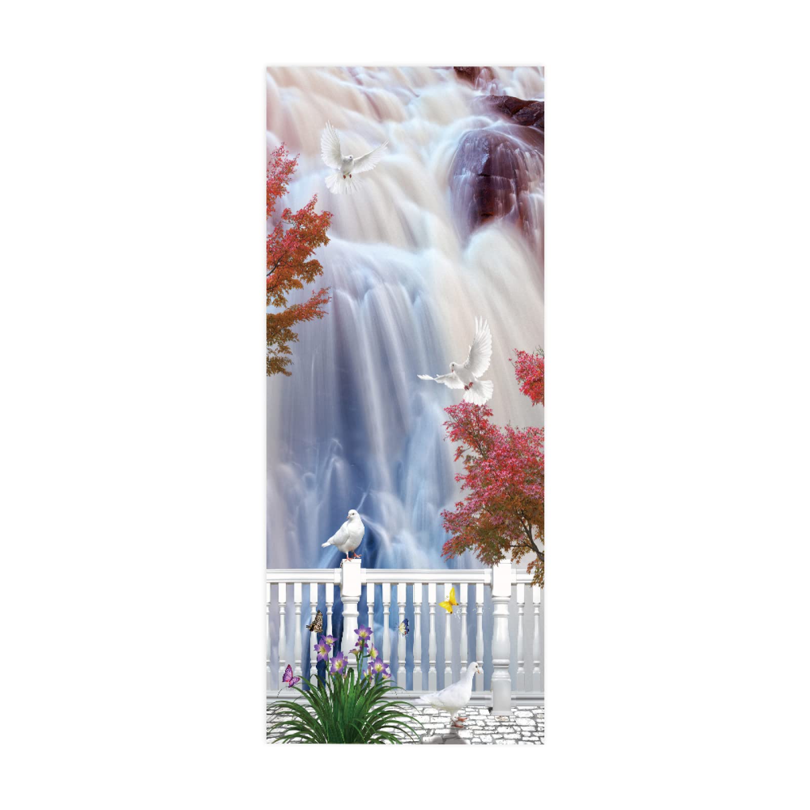 3D Door Sticker Abstract Waterfall W85 x H205 cm Waterproof Mural Vinyl Wall for Interior Doors Livingroom Bedroom Bathroom Office Home Decor