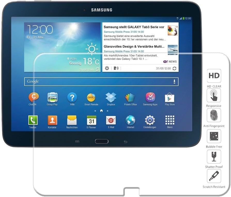 Premium Tempered Glass Screen Protector for Samsung Galaxy Tab 3 10.1 Inch GT-P5200 P5210 P5220