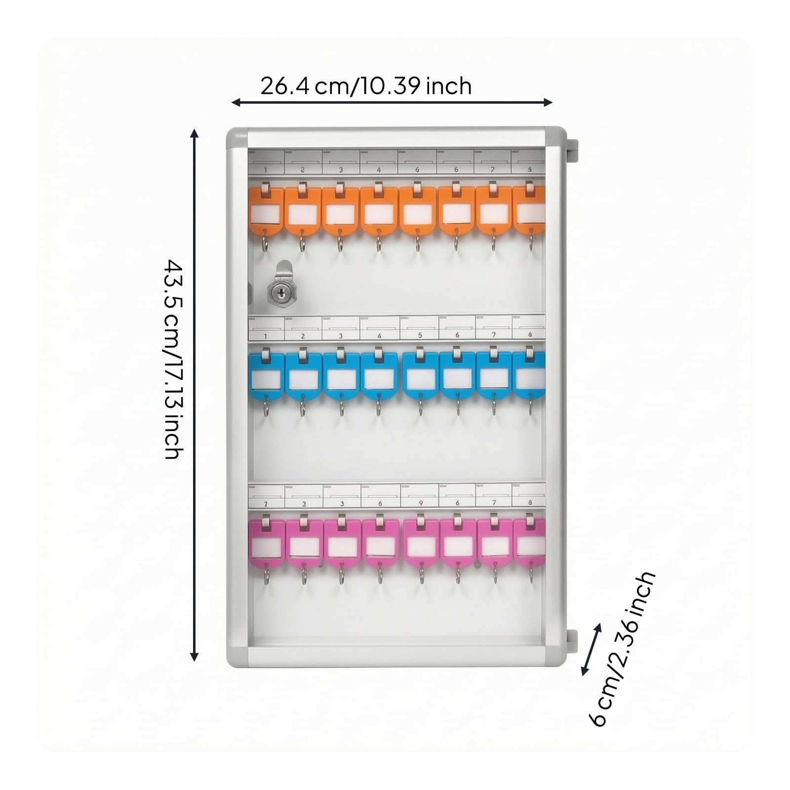 Armoire à Clés avec Panneaux Vitrées, 24 Clés