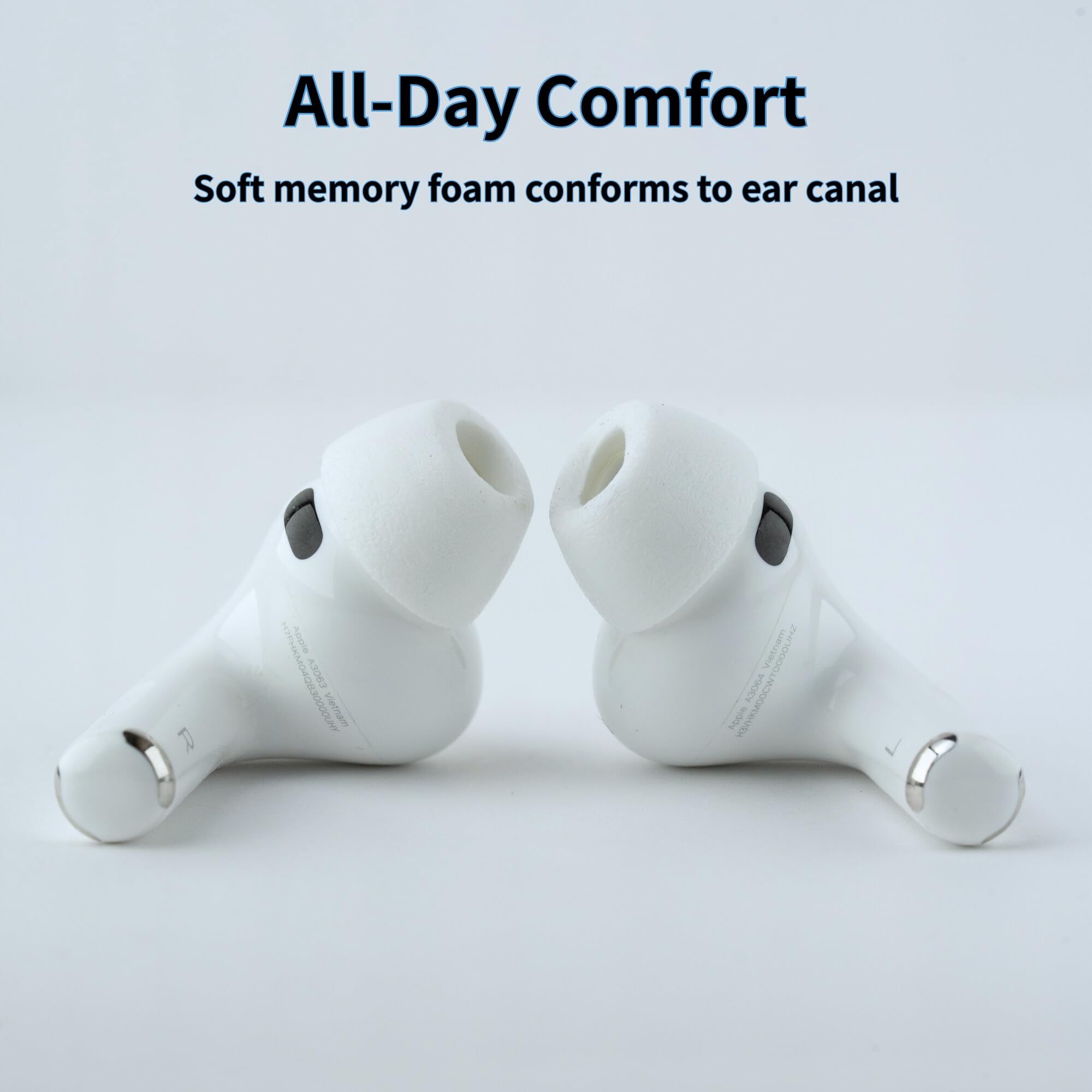 Comply TrueGrip Lot de 3 Paires d'embouts de Rechange en Mousse à mémoire de Forme pour Apple AirPods Pro Gen 3 Confort Durable, Ajustement sûr, Isolation sonore supérieure Blanc (S/M/L)