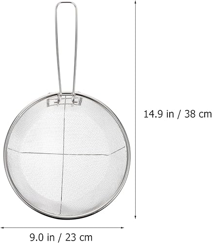 Miniatura 7 de YARNOW Cesta de acero inoxidable para freír profunda redonda de malla de alambre con chip francés Frying Cesta de servir Vajilla de presentación de