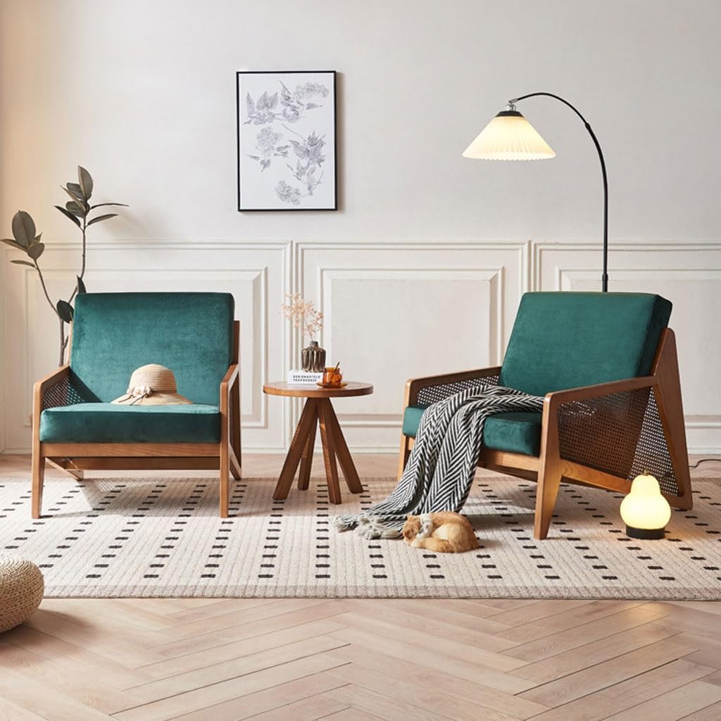 Kleine Couch, nordischer Rattan-Sessel, Retro-B&B-Hotel, Wohnzimmer, Einzelstuhl, Schlafzimmer, Balkon, Sessel, kleine Sofas für kleine Räume (A)