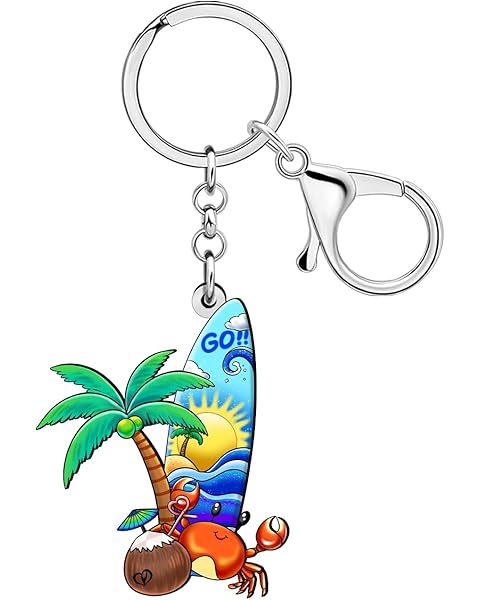 NEWEI Acrylic Cute Palm Tree Beach Keychain Beach Lovers Vacation Gifts for Women Girls Car Keys Wallet Backpack Accessories