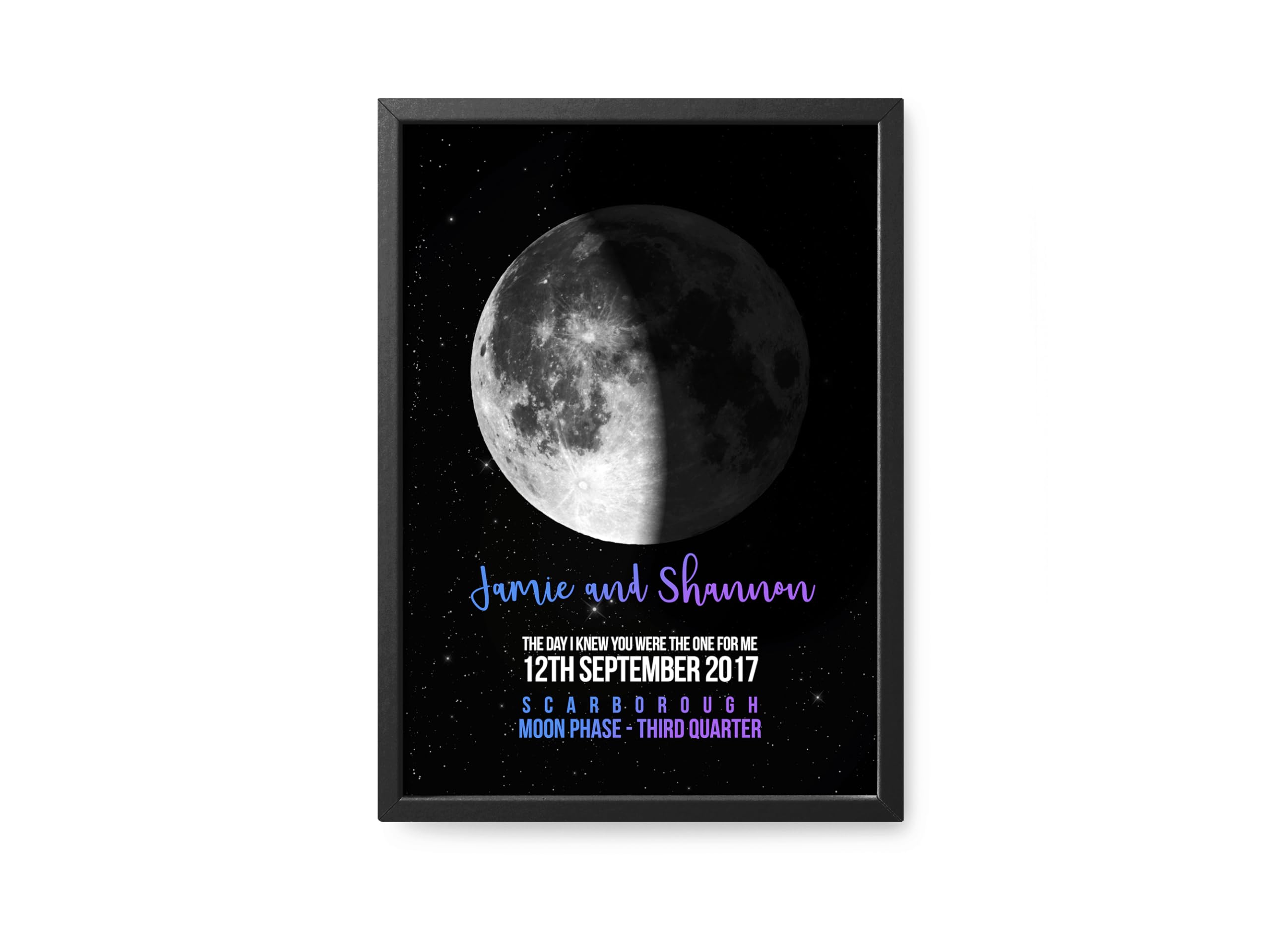 ForefrontDesigns Personalized Moon Phase Print - Custom Art Photo with Phase Display - This Is What the Moon Looked Like - Space Poster