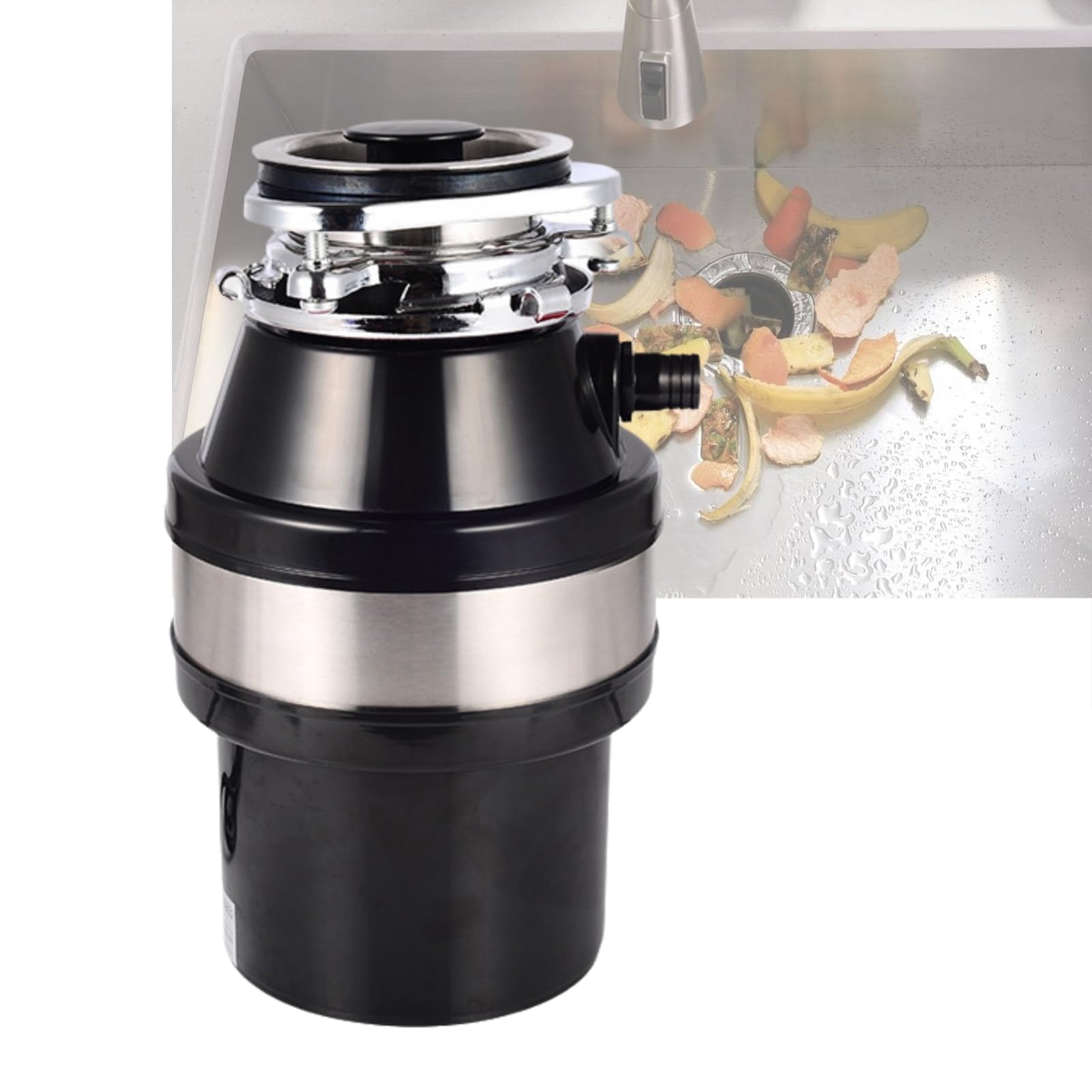 3/4 Hp 2800 Tr/min Sous Évier Broyeur de Déchets Alimentaires de Cuisine Broyeur de Nourriture Multifonctionnel Broyeur de Cuisine À Domicile avec Couvercle Anti-éclaboussures/protection Contre les Su