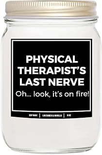 You Nique Designs Funny Physical Therapist 8oz Candle Gifts for Physical Therapists Female, Male, Physical Therapy Graduation, Student Gifts, PT Appreciation Gift (Lavender & Vanilla)