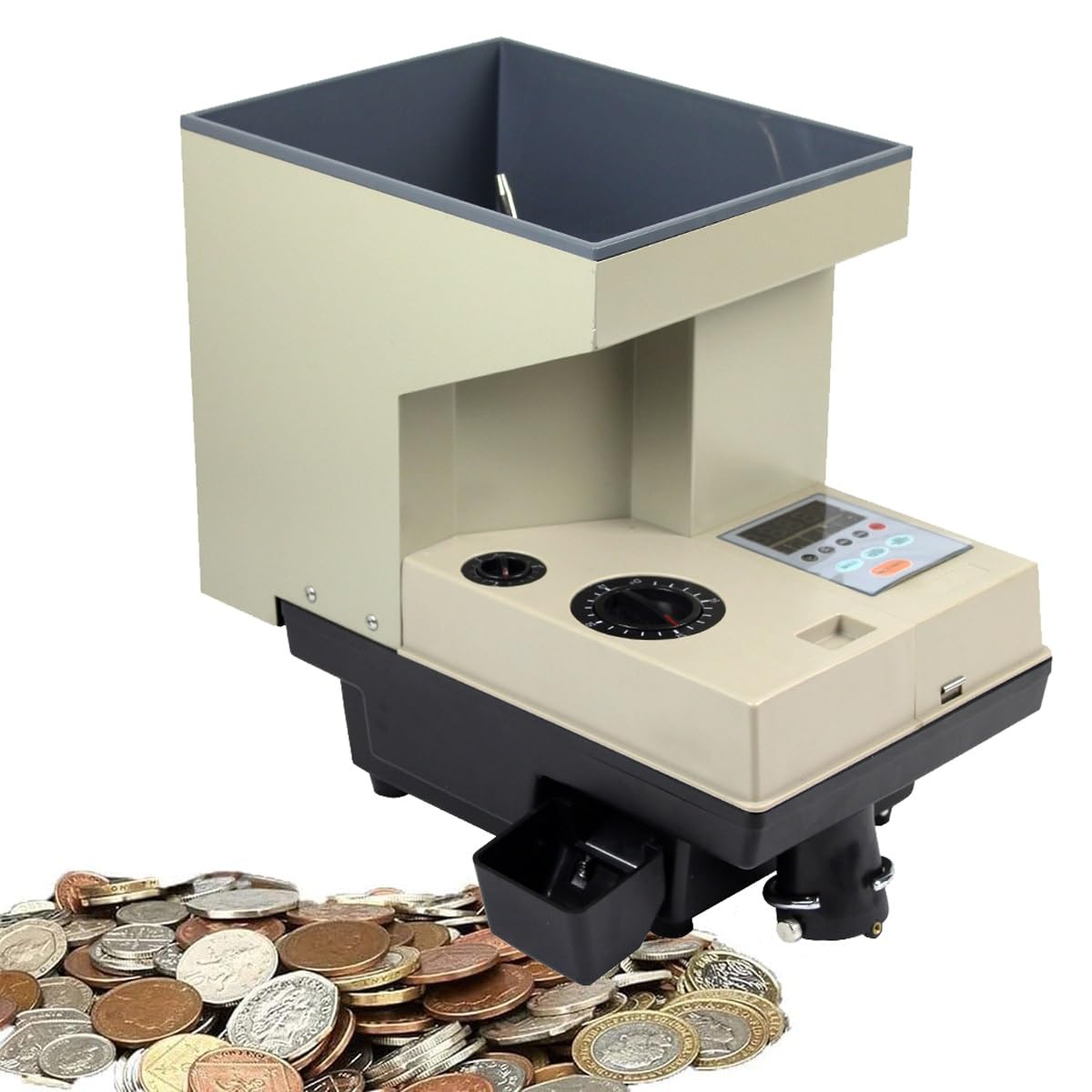FHRKA Electronic Coin Counter Sorter, High Speed Money Counting Machine,Automatic Coin Counter & Sorter,3000 Coins Hopper Capacity