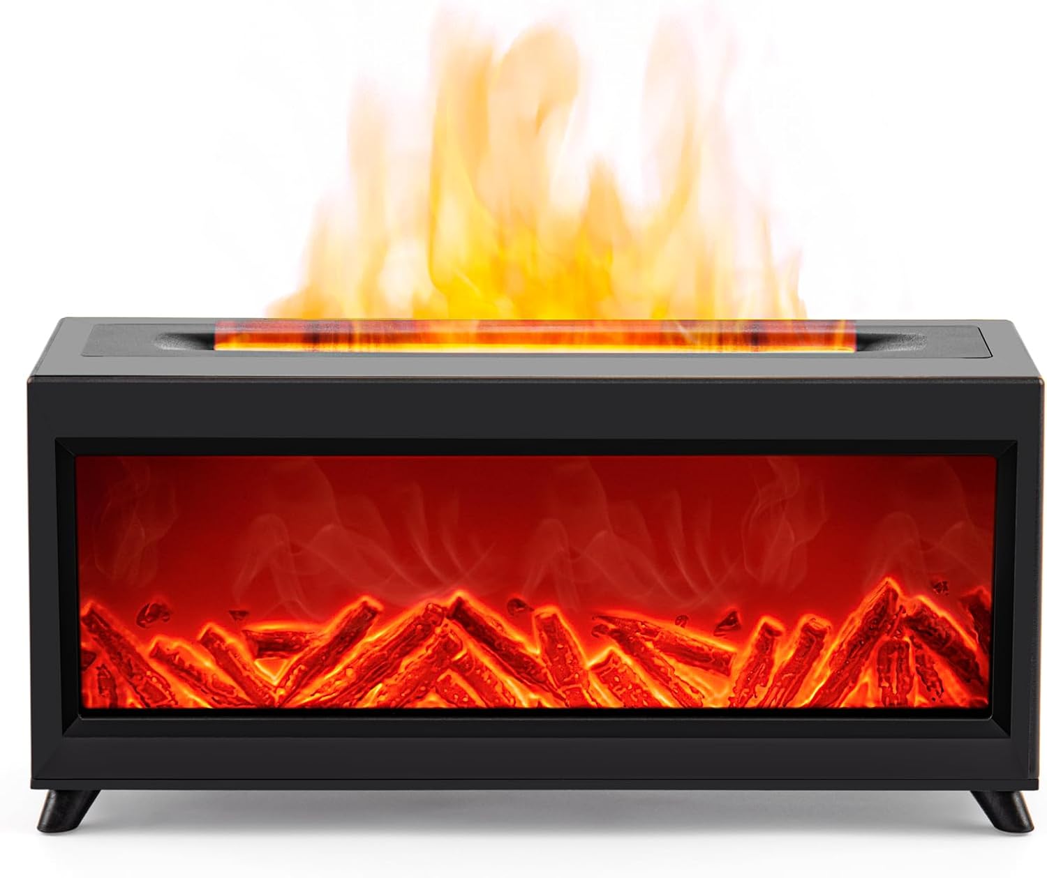 Essential Oil Diffuser,Fireplace Colorful Flame Diffuser,220ml Ultrasonic Cool Mist Humidifier,Aromatherapy Diffuser for Home, Large Room, Office, Timer or Waterless Auto-Off. (Black)