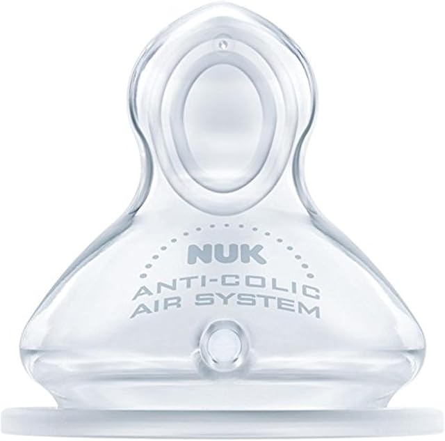 NUK First Choice+ Anti-Colic, silikonowy smoczek do picia, odpowiedni do żuchwy, kształt NUK, rozmiar 1 (0-6 miesięcy), S do herbaty, 2 sztuki (1 opakowanie)