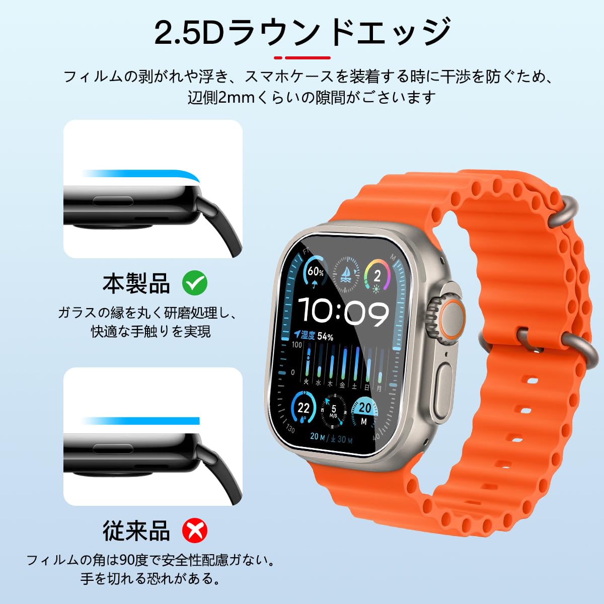 Amazon | 対応 Apple Watch Ultra 2 / Ultra 49mm ガラスフィルム 3枚 