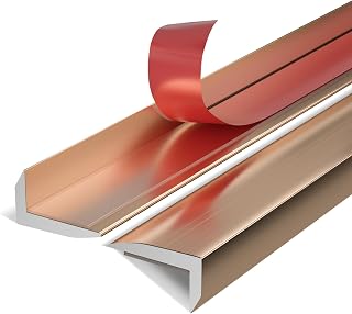 AdoDecor Peel & Stick Aluminum Tile Trim Edge - 10-Pack 12" Matte Gold L-Shaped Liner for Backsplash, Fireplace, Mirror & Furniture