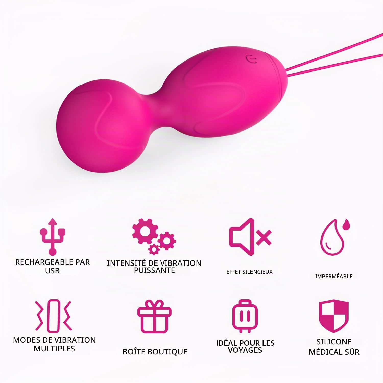 Kegel Balls Kit Entraîneur multimodal pelvien, Exerciseur intelligent des muscles du plancher pelvien, Exerciseur de contrôle de la vessie pour les femmes （Rose）