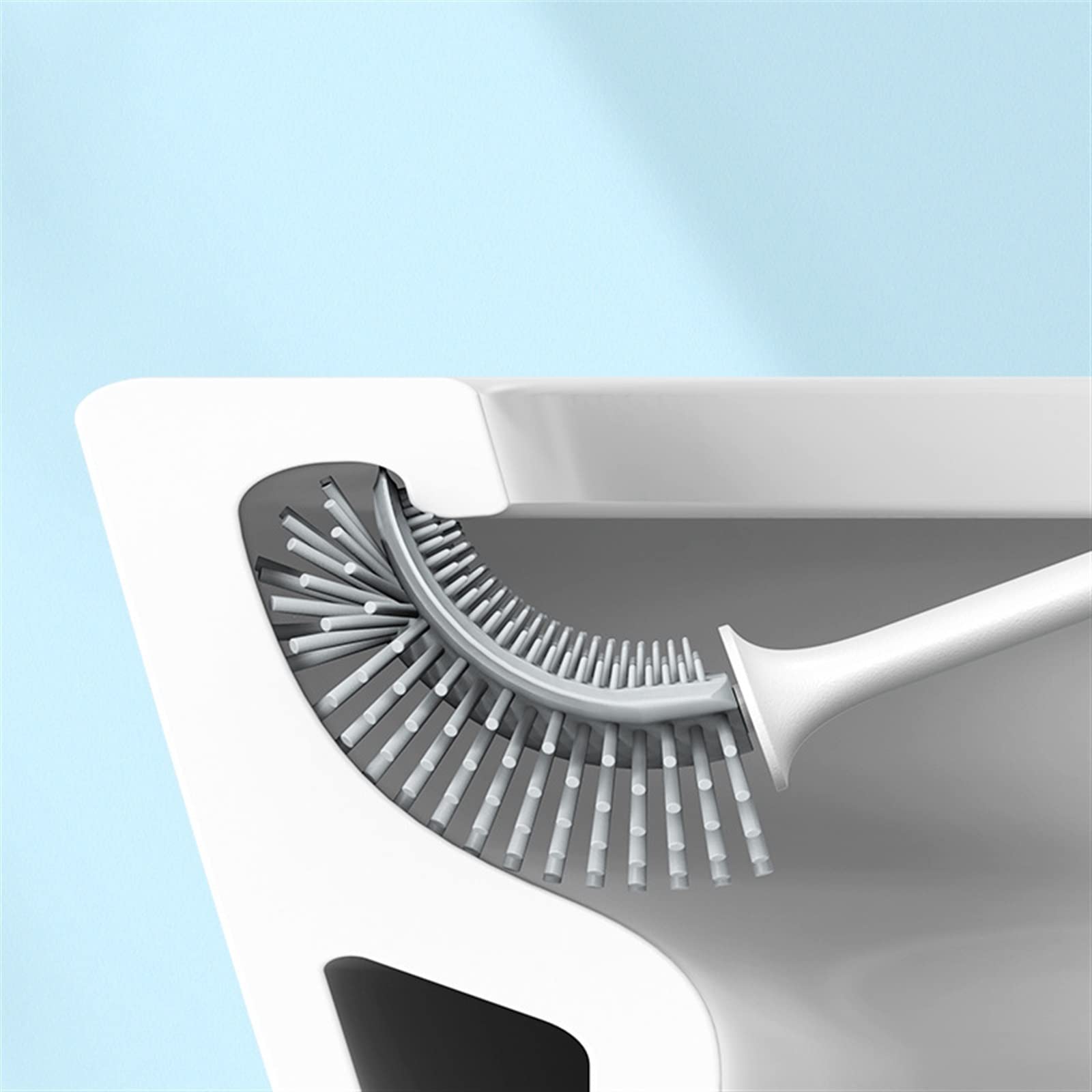 Eficiente inodoro con mango extraíble duradero TPR limpiador de baño montado en la pared, soporte negro, accesorios de limpieza esenciales para la higiene del hogar y el baño