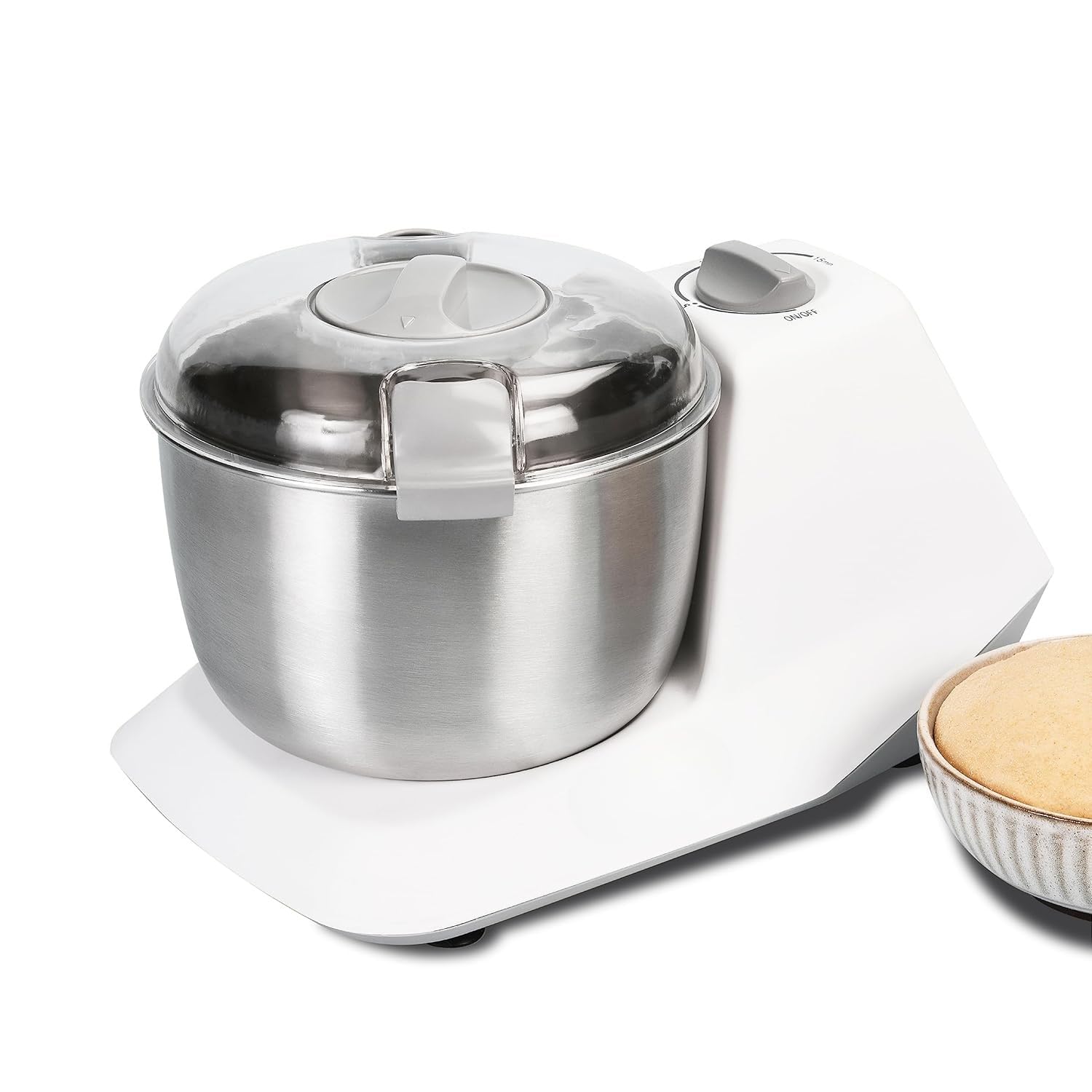 Electric Dough Kneading Machine with 4.5 Quart Stainless Steel Bowl, 400W Motor, Variable Speed Control Dial, Clear Locking Lid with Pouring Spout-image-38