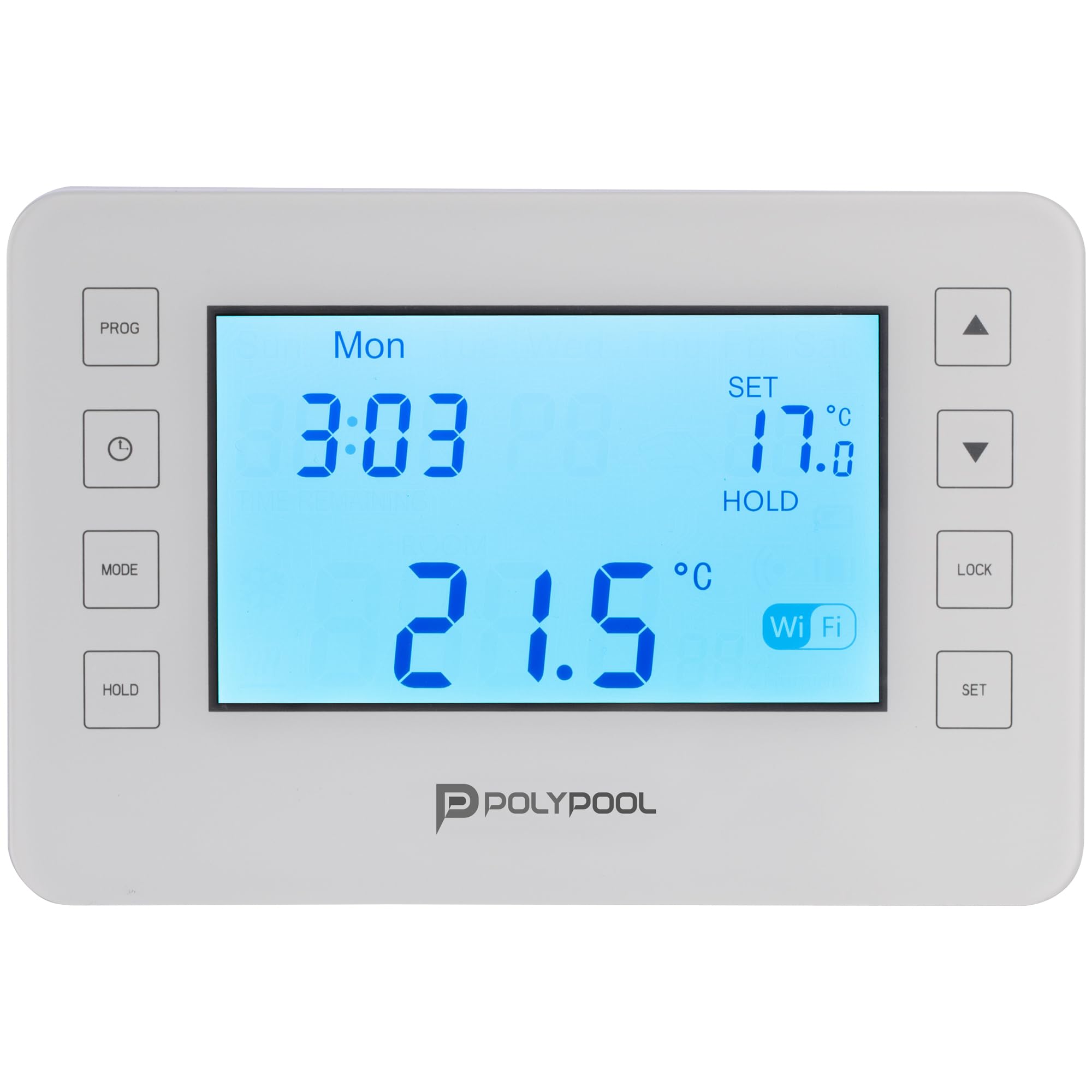 Poly Pool PP1471 Digitaler Thermostat, Smart, WLAN, programmierbar, LCD-Display mit 6 Programmierungen, Fernbedienung, kompatibel mit Alexa, Google Home über Smart Life App