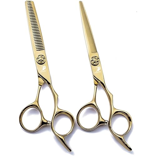 Hair Cutting Scissors, 6.0 Inch Golden Professional Japan 440C Hair Cutting Scissor - Salon Right-Hand Razor Edge Barber Scissors, Hand Sharpened