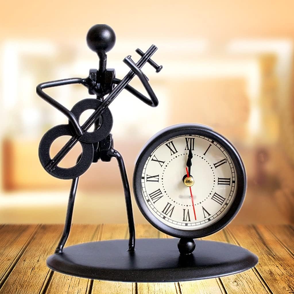 FMURY Musical Clock Ornaments Iron Electric Shaped Digital Clock Bedroom Bedside Table Clocks Office Home Decorations(E)