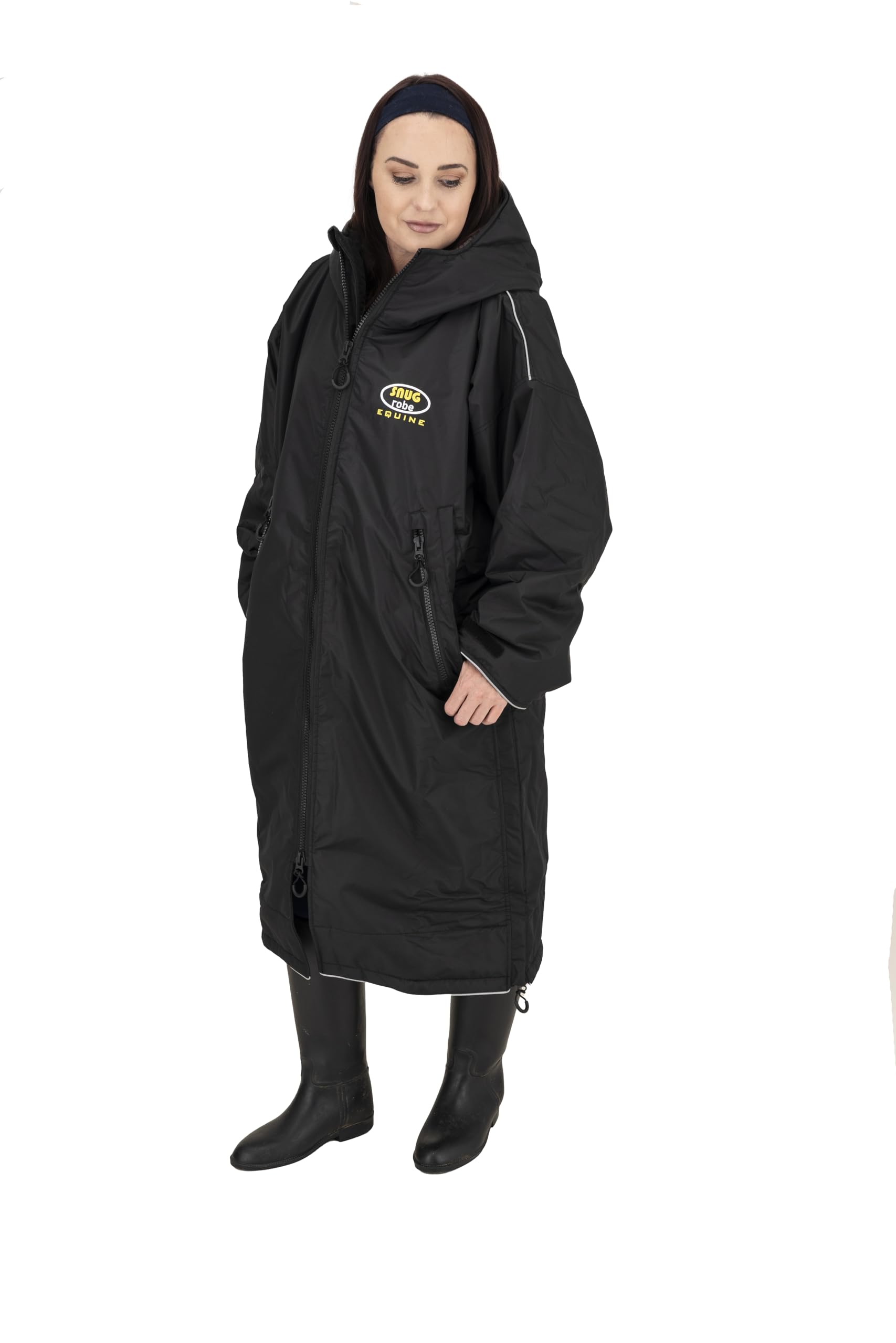 Snugrobe Women's Black Equestrian Coat Equine Waterproof Robe For | Horse Riding & Outdoor Activities (Uk, Alpha, L, Regular, Regular, )