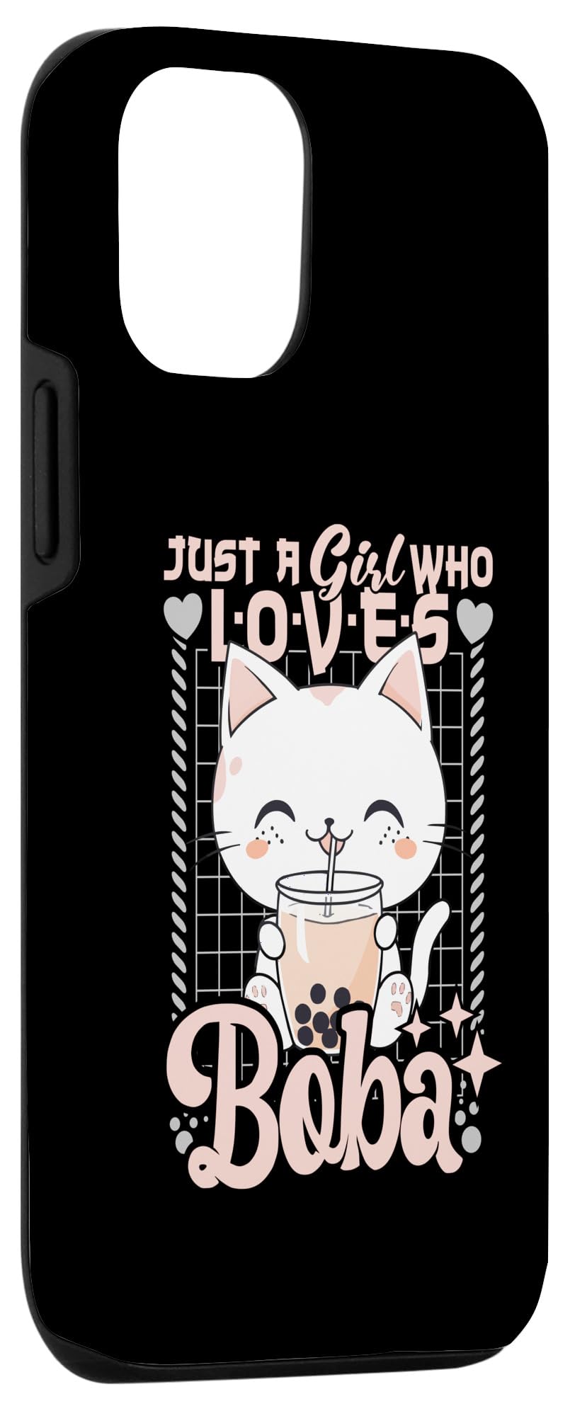 iPhone 14 Pro Cat Boba Kawaii Bubble Tea Cat Anime Neko Kitten Girls Case - Image 3