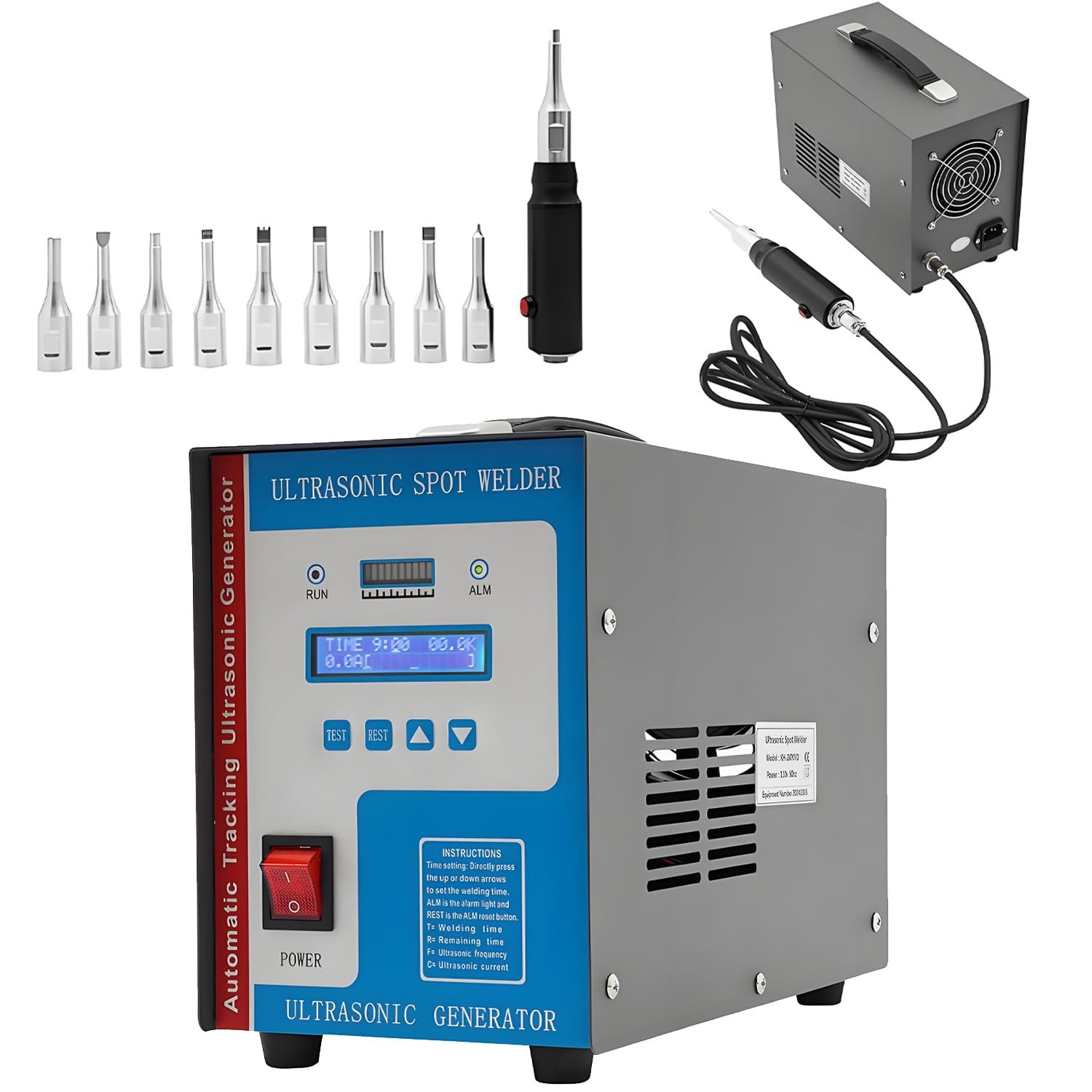 GLBMXDD Portable Handheld High Frequency Plastic Spot Machine, 700W Ultrasonic Spot Welder, Portable Ultrasonic Spot Welder for PP, Acrylic Boards, PVC, Nylon, ABS