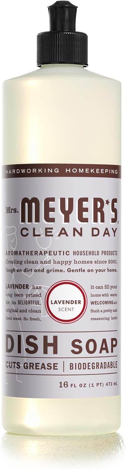 Mrs. Meyer's Clean Day Liquid Dish Soap, Cruelty Free Formula, Lavender Scent, 16 oz : Health & Household