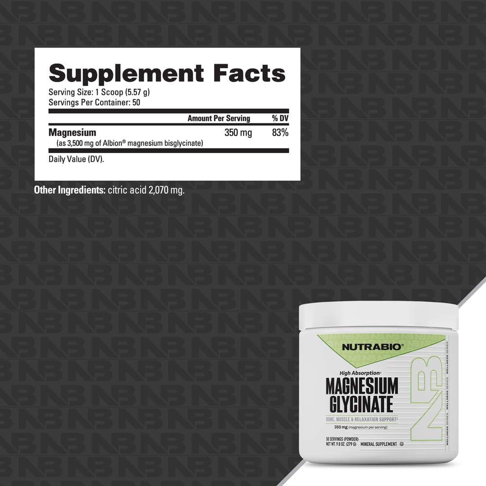 NutraBio Magnesium Glycinate Powder, 350 mg, 50 Servings — Amazon image 2