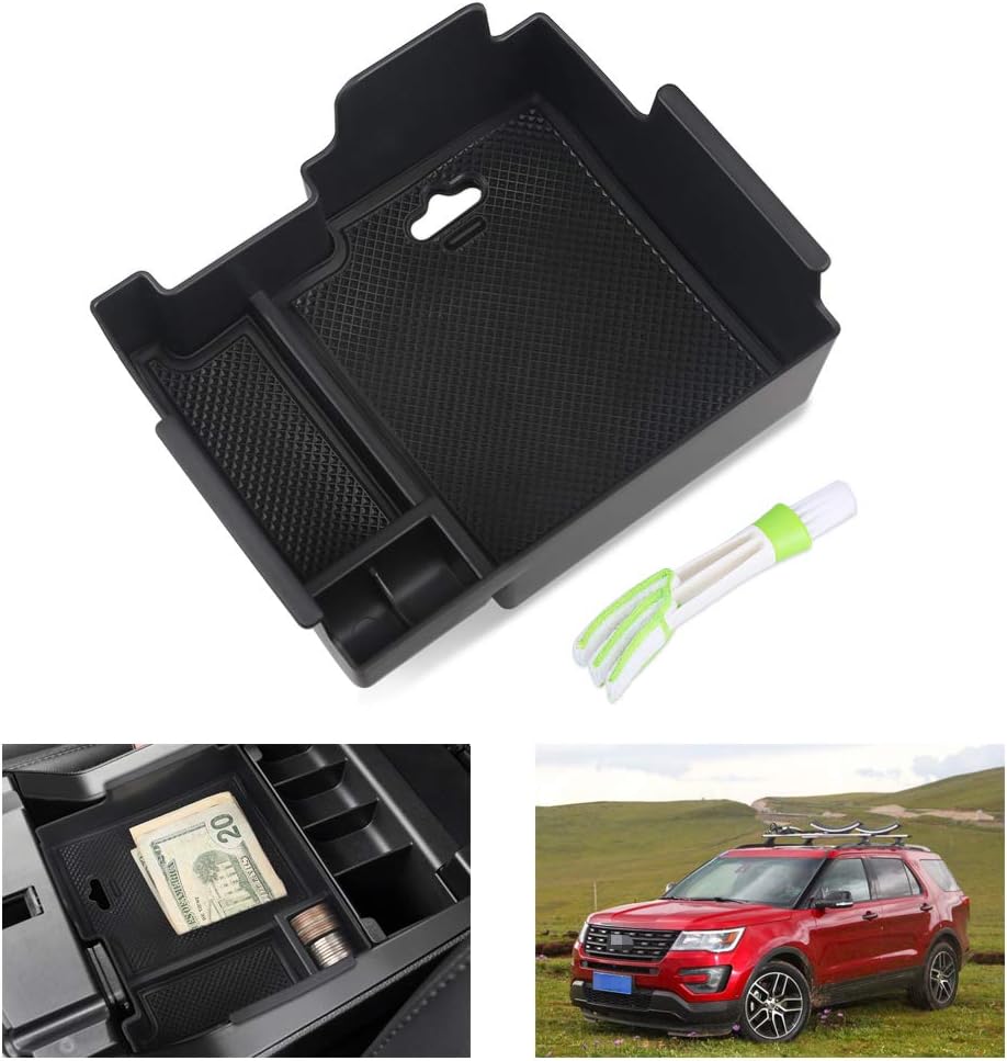 VANJING Compatible with Center Console Insert Organizer Tray Ford Explorer Select 2011 2012 2013 2014 2015 2016 2017 Vehicles with A Cleaner Brush