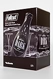 Generic Nuka-Cola Dark Glass Bottle + 10 Bottle Caps Tin Rocket Statue Figure