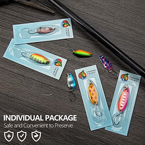Qualyqualy Fishing Spoon Lure Assortment, 30Pcs Colorful Trout Lure Set Casting Metal Fishing Lure Trolling Spoon Lure Single Hook Tackle Kit #TOP3