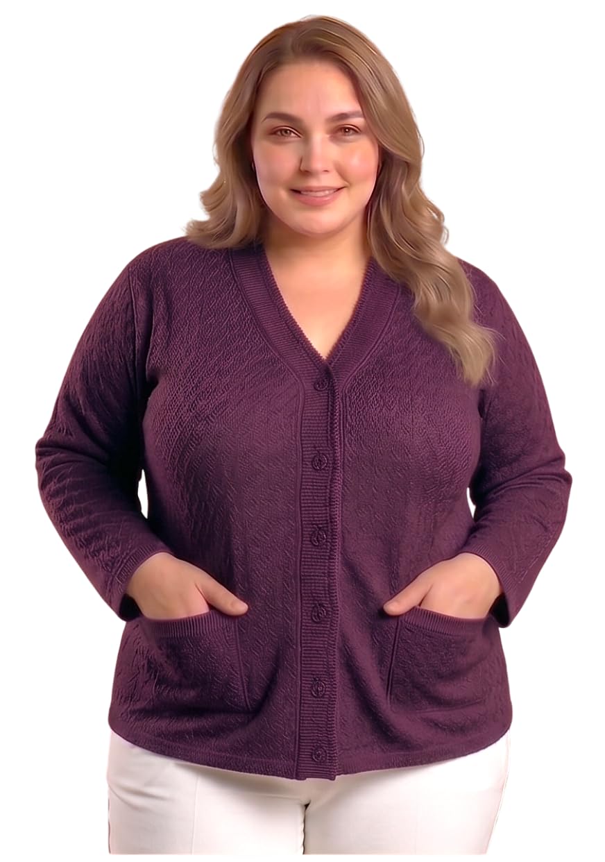 tollfree Women’s Plus Size Button Front Cardigan Sweater – Soft Knit V-Neck Long Sleeve with Pockets-picture-49