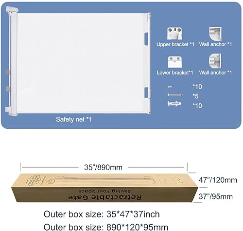 Miniatura 8 de Puertas retráctiles para bebé, puerta de malla para bebé, puertas retráctiles para perros de 33 pulgadas de alto, se extiende hasta 70 pulgadas de