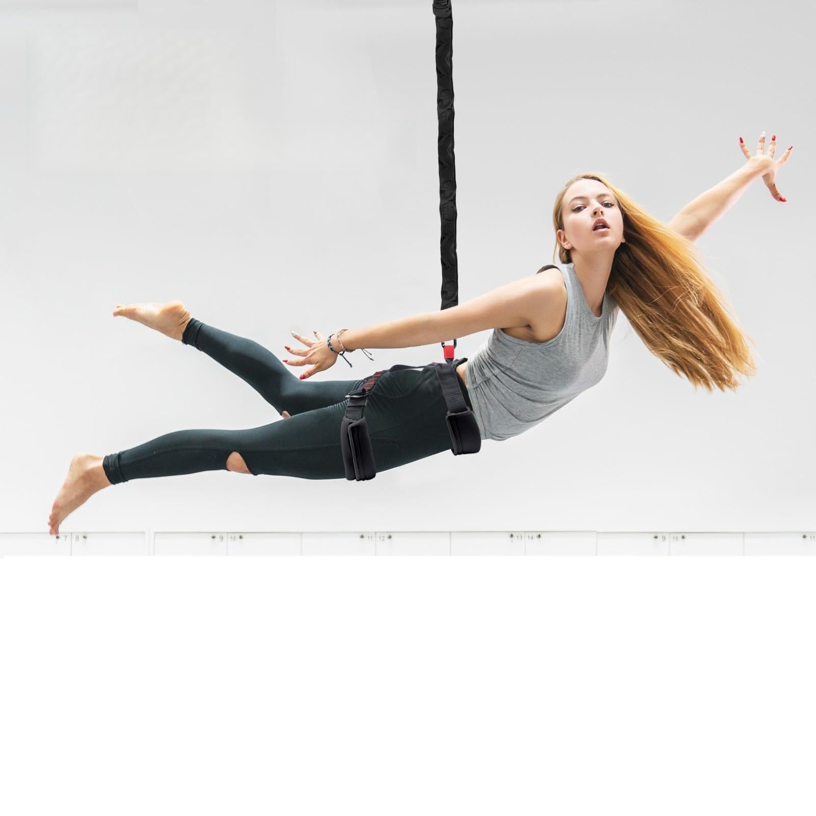 DASKING Set attrezzatura fitness bungee aereo aggiornato, imbracatura e corda elastici regolabili per allenamento a casa, gravity yoga, bungee dance, kit corda volante
