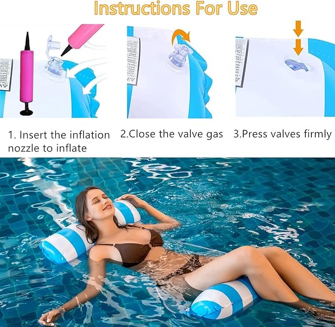 MASTANO 4-in-1 Inflatable Pool Float Set | Lounge,Bed,Hammock,Drifter & Swim Chair | Multi-Purpose Water Float Bed for Pool, Lake, & Beach|for Relaxing Water Fun & Vacation Enjoyment|with Air Pump(1) 1