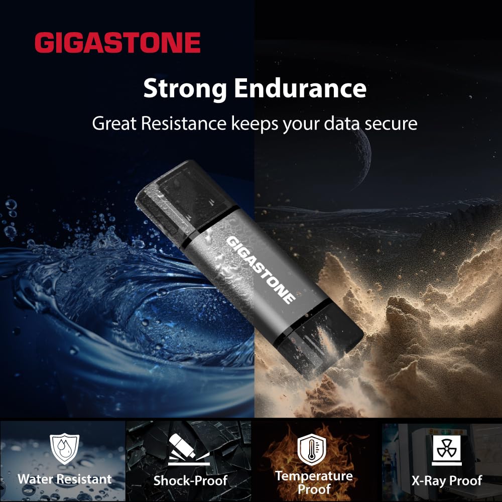 GIGASTONE Unidad flash dual de 64 GB (paquete de 10) Z40 USB 3.2 Gen 1, 2 en 1 tipo A y tipo C, 100 MB/s ultrarrápido, diseño de tapa de cabeza, Plug & Play para smartphone/PC/Mac/TV/audio de coche