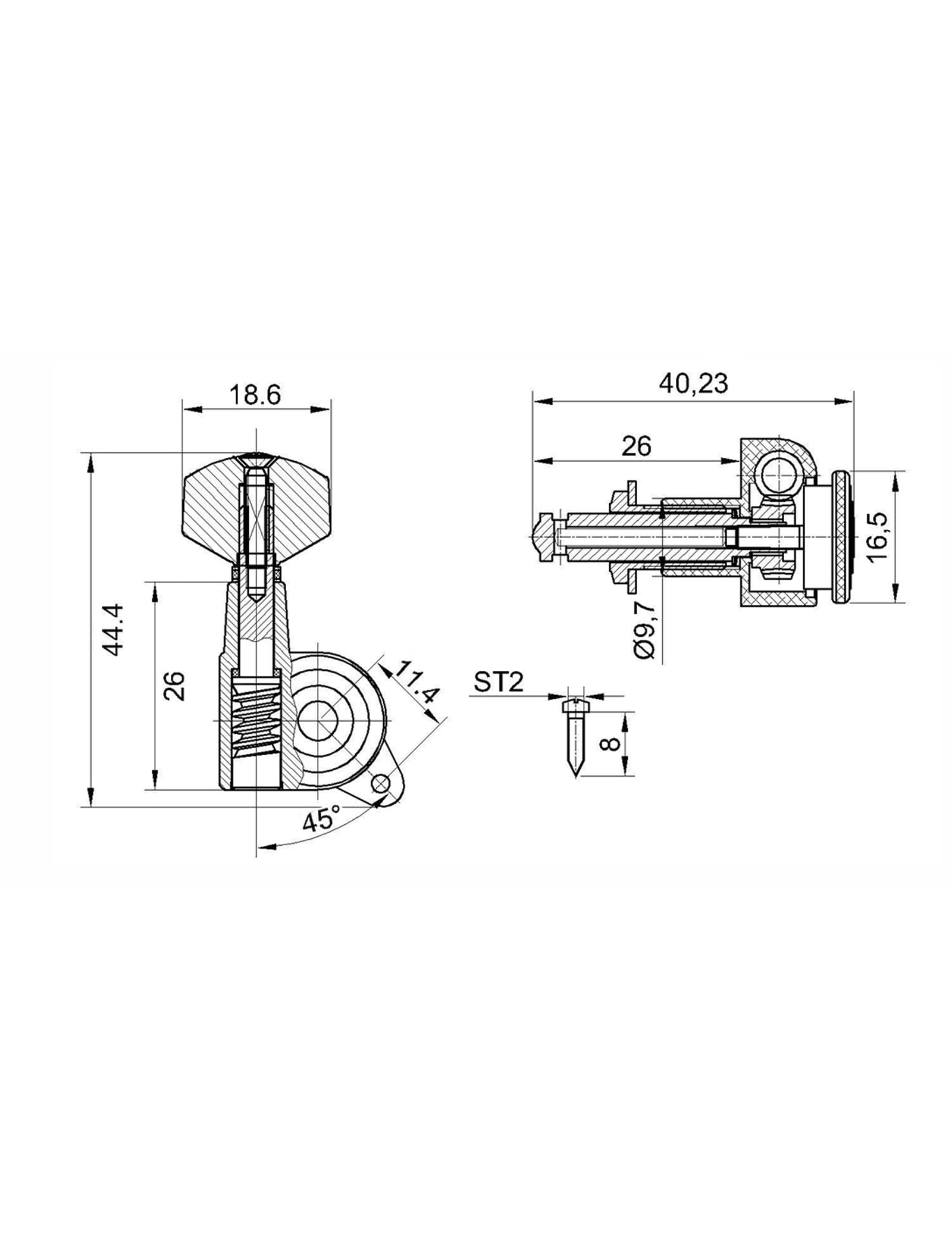 Rubatone Feststellbare Stimmwirbel für Gitarrensaiten, versiegelte Mechaniken, Stimmschlüssel, 15,2 cm, für Rechtshänder, E-Gitarre oder Akustikgitarre, Chrom