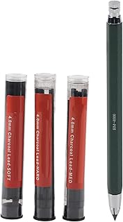 Lápis de desenho, lápis automático, núcleo de lápis de 4,0 mm, 3 tipos, lápis de desenho, materiais de pintura, arte, lápis de carvão, núcleo de lápis de carvão, papelaria, fácil de desenhar