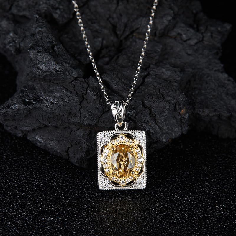 Collier argent S925 et pierre naturelle pendentif carré chic pour femme