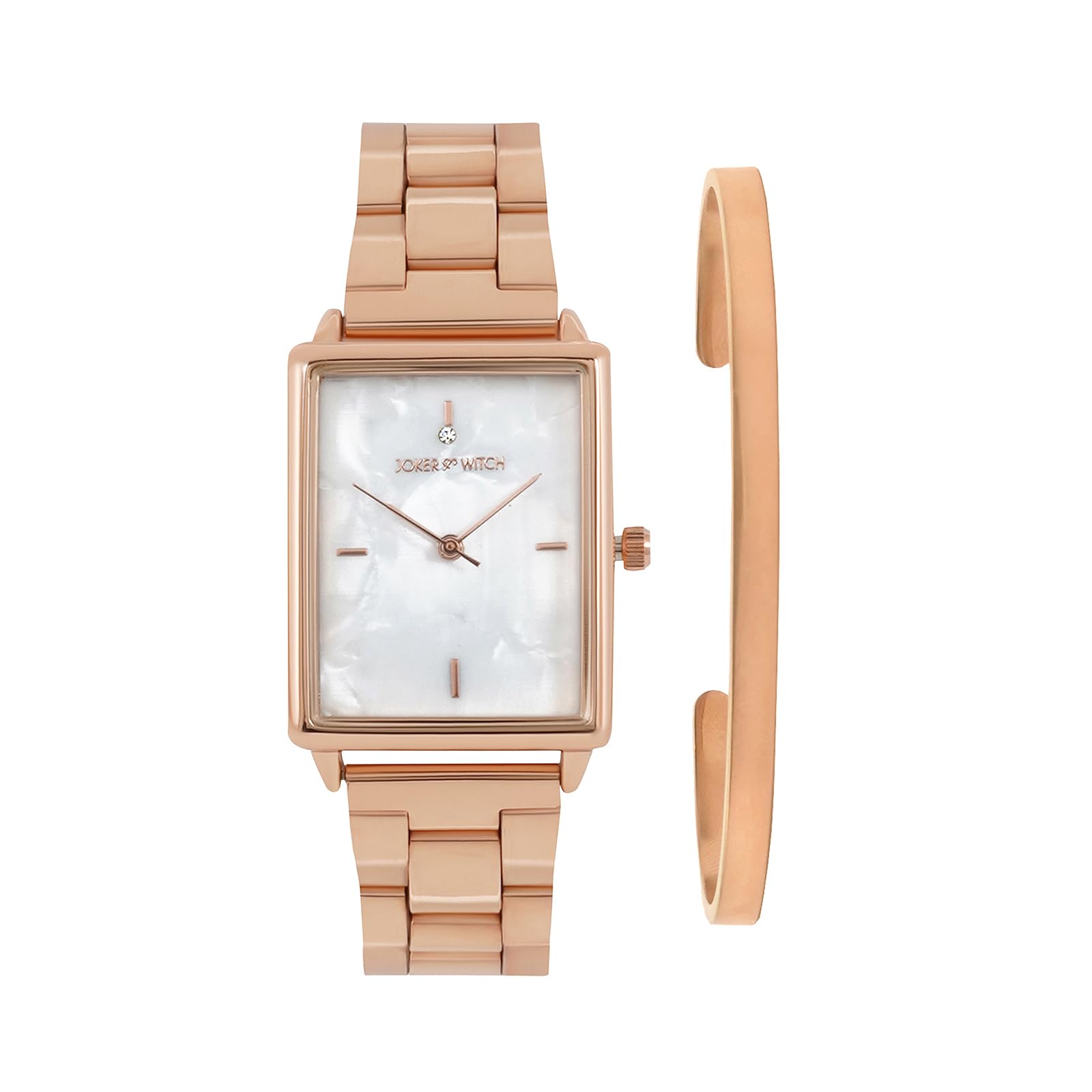 Joker & Witch Stainless Steel Georgina Rosegold Analogue Watch Bracelet Stack Women Analogue Watch Gift Sets, White Dial, Rose Gold Band (B0CC4XWHLP) Amazon Price History, Amazon Price Tracker